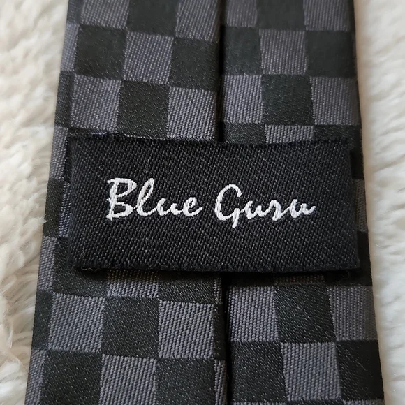 Blue Guru Black Checkered Skinny Tie - Picture 7 of 8